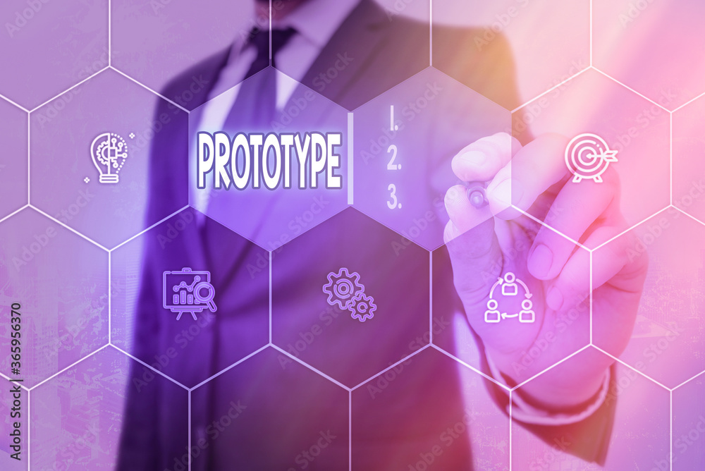 Poster conceptual hand writing showing prototype. concept meaning a preliminary model of something particul