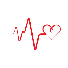 Red heartbeat icon design isolated on white background