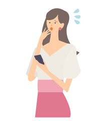 スマホを操作する女性のベクターイラスト