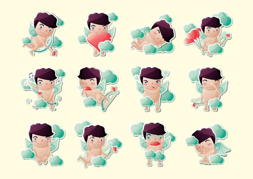 set of cute cupids