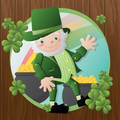 leprechaun with pot of gold coins