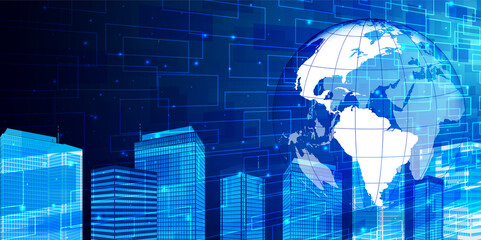 世界　テクノロジー　ビル　背景