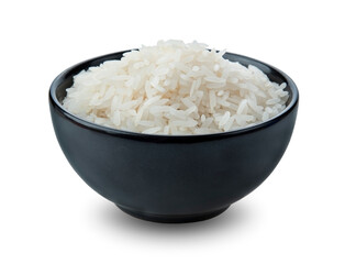 rice in a bowl on white background