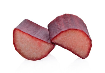 Rhubarb stalks isolated on a white background