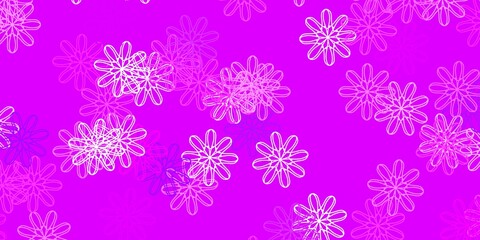 Light Purple, Pink vector doodle pattern with flowers.