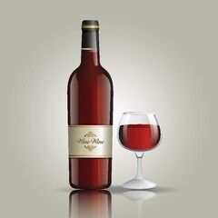 bottle of wine with glass