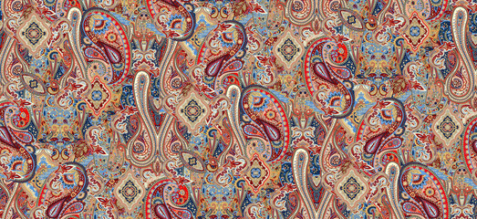 ornamenatl paisley seamless pattern, texture effect. Indian ornament. - obrazy, fototapety, plakaty