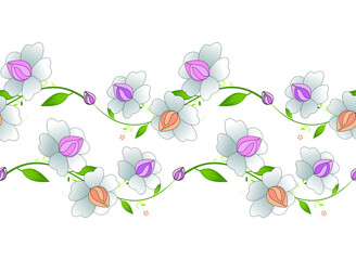 Fototapeta na wymiar Seamless creative vector floral border design