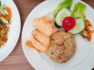 fried rice food served cleanly and hygienicly at the restaurant table, healthy lifestyle for vegetarians