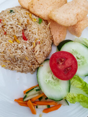 fried rice food served cleanly and hygienicly at the restaurant table, healthy lifestyle for vegetarians