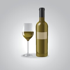 bottle of wine with glass