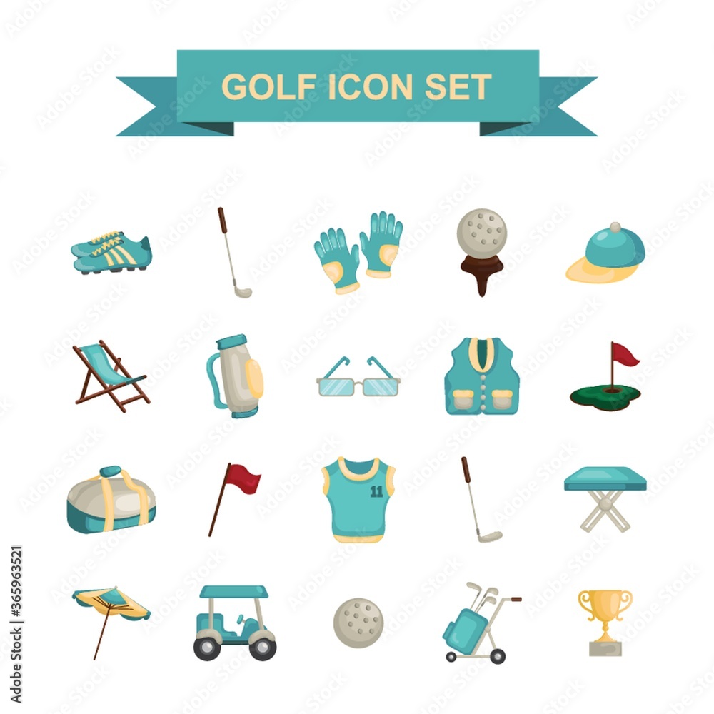 Wall mural golf icon set