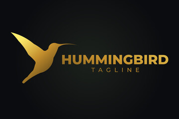 Hummingbird premium logo with a gold color