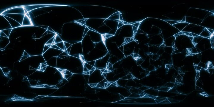 Abstract neon light with particles visual effects for 360 VR video.(loopable)