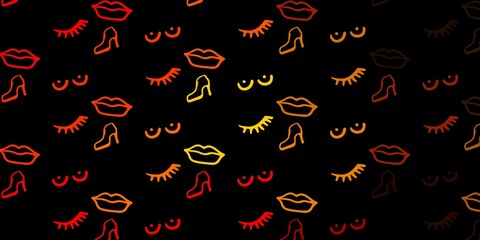 Dark Red, Yellow vector template with businesswoman signs.