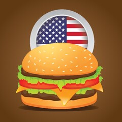 hamburger with usa badge