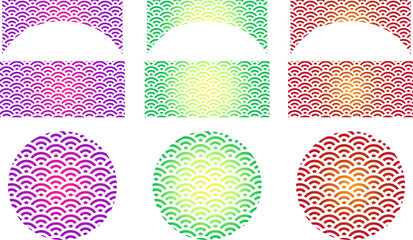 Colorful Japanese style Qinghai wave background material set