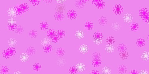 Light Pink vector doodle template with flowers.