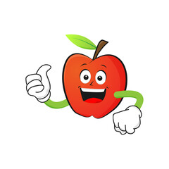 The Apple character smiles raising a thumb on a white background -vector