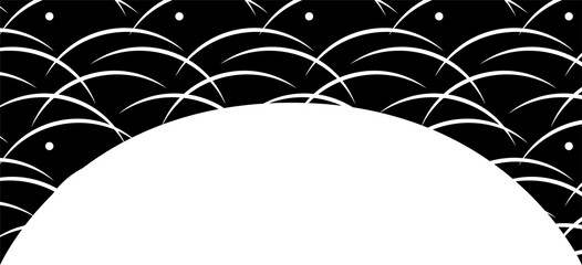 Monochrome Japanese style hills and fields pattern background material