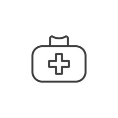 Obraz premium First aid kit line icon. linear style sign for mobile concept and web design. Medical bag outline vector icon. Symbol, logo illustration. Vector graphics