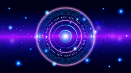 UI Hi-tec interface blue abstract digital technology with glowing particles, vector illustration