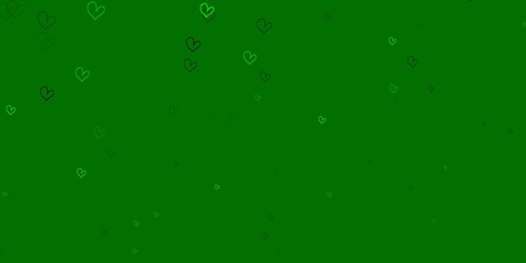 Light Green vector pattern with colorful hearts.
