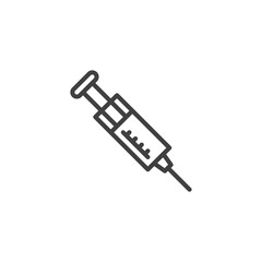 Medical syringe line icon. linear style sign for mobile concept and web design. Syringe Injection outline vector icon. Symbol, logo illustration. Vector graphics
