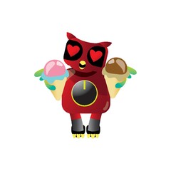 owl in love with ice cream