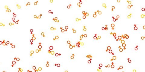 Light Orange vector pattern with feminism elements.