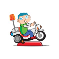 boy on toy motorbike