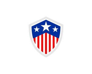 American flag inside the shield logo