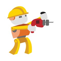 worker with hole driller