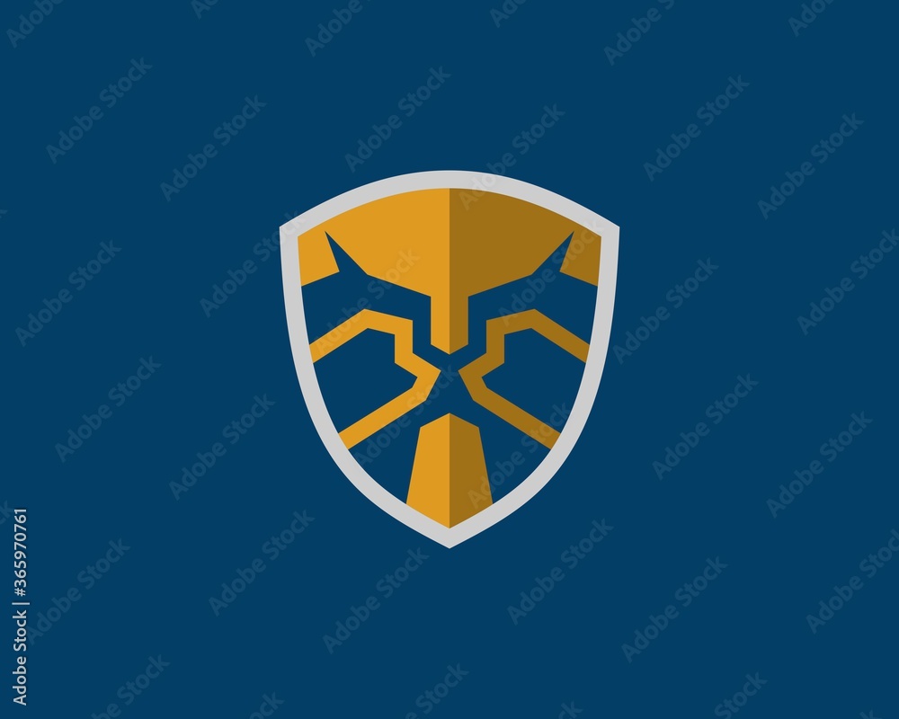 Poster lion abstract shield logo