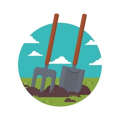 Fototapeta premium shovel and pitchfork