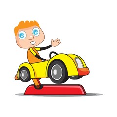 Fototapeta premium boy on toy car