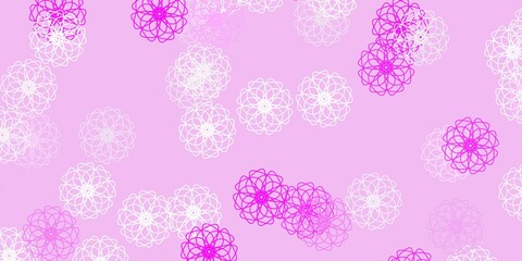 Light pink vector doodle pattern with flowers.