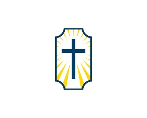 Obraz premium Religion cross light inside the shield frame