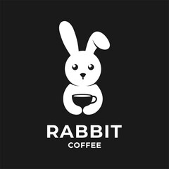 coffee rabbit, pictorial logo design template	