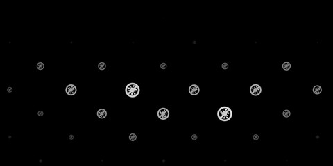 Dark Gray vector background with covid-19 symbols.
