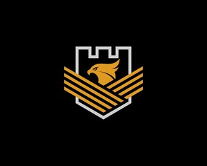 Shield fortress with eagle and wing