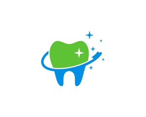 Cleaning tooth with brush logo