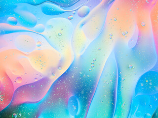Multicolour vector abstract background liquid bubble circles on fluid gradient with shadows and light effects. Shiny design templates for text 3d cluster pastel shades decorative balls abstract vector