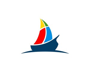 Sailing boat rainbow sails