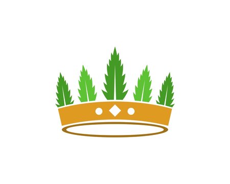 Gold And Green Crown With Nature Leaf