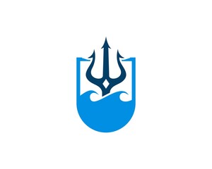 Trident in the blue waves shield