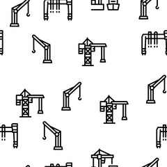 Crane Building Machine Seamless Pattern Vector Thin Line. Illustrations