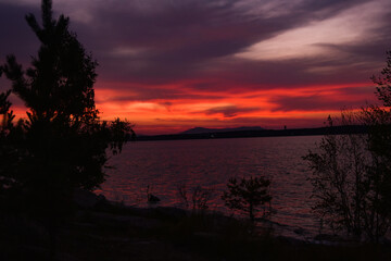 sunset over the lake