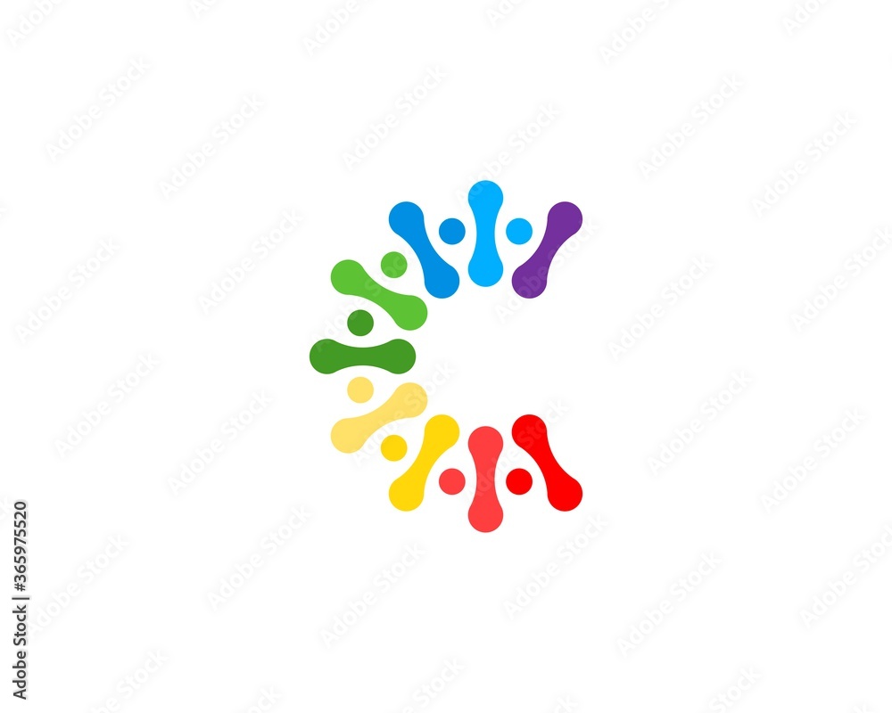 Sticker circular molecule with rainbow logo