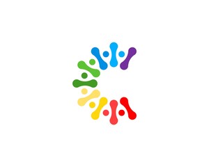 Circular molecule with rainbow logo